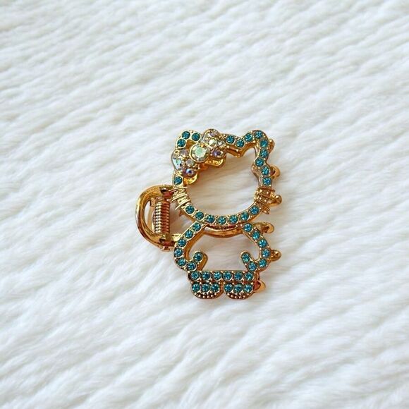 ⭐️3/$25⭐️ Hello Kitty Champagne Color Rhinestone Gold Tone Hair Claw - Picture 2 of 2